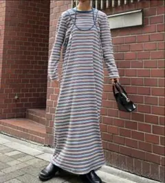 HELLO.SANFRANCISCO ロンTEE付きボーダーキャミワンピ