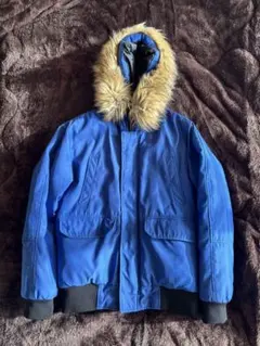 ZARA メンズ　ファー付きフード 青 ダウンジャケット　Mサイズ