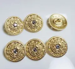80)高級ゴールドボタンストーン付　メタル　6個セット