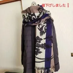 値下げしました❕ Coomb 抽象模様 高見えストール ネイビー ベージュ