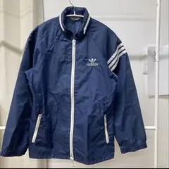 【80s】 adidas ネイビー ジップアップ ナイロンジャケット