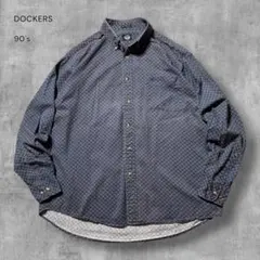 3443古着90sドッカーズDockers総柄ボタンダウンシャツ刺繍ロゴ好配色Lのサムネイル