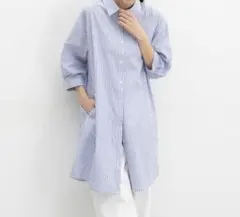 【SALE】新品タグ付　ハニーズ シャツワンピース ストライプ ロング丈 ７分袖