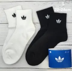 新品 アディダス オリジナルス ホワイト×ブラック ソックス 2足 S
