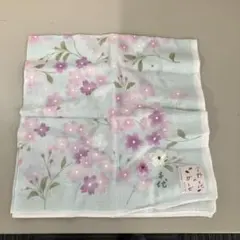 宇野千代　ガーゼ花柄ハンカチ 水色