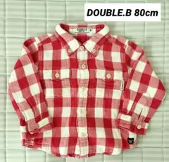 DOUBLE.B 赤✕白チェックシャツ 80サ