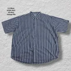 エルエルビーンストライプシャツBDシャツ90sネイビーvintage古着XXL