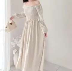 ＊mily bilet袖ジャカードシャーリングワンピース