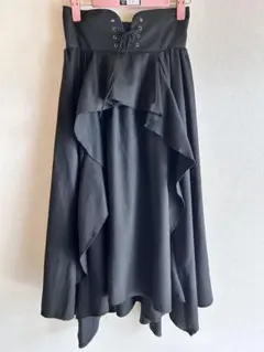 axes femme レースアップ ハイウエストスカート ブラックのサムネイル