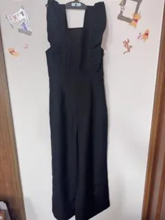 GRLフリル付きブラックサロペット L