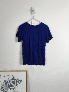 アヤ 様ISSEY MIYAKE me 半袖 Tシャツ シワ加工　ネイビー アヤ 様ISSEY MIYAKE me 半袖 Tシャツ シワ加工 ネイビー - メルカリ