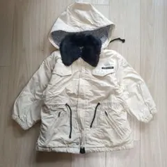 コムサ　ベージュ フード付きコート ファー襟