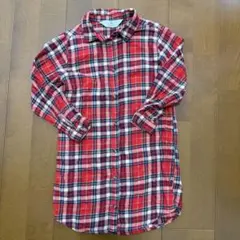 110cm H&M 2way薄手シャツワンピース　赤 チェック柄　アウター