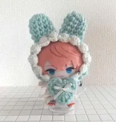 にじぱぺっと 10cmぬい うさみみボンネット&ハートスタイセット 水色