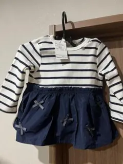 petit main リボンペプラム長袖Tシャツ