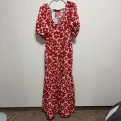 ZARA 花柄 パフスリーブ ワンピース M