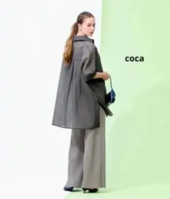 coca シアーチュニックブラウス　チャコール Lサイズ