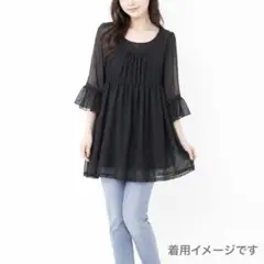 【ROPE' PICNIC】シフォン チュニック 黒 38 M レース　涼しいのサムネイル