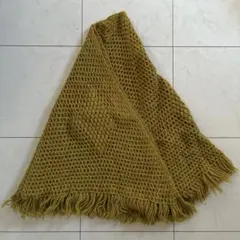 オリーブグリーン 着物ショール フリンジ付き