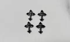 ブラッククロスネイルパーツ4個セット