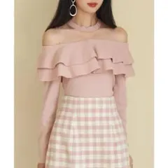 セゾンドパピヨン【M】ニットプルオーバー　ピンク　フリル　可愛い❤　お出かけ