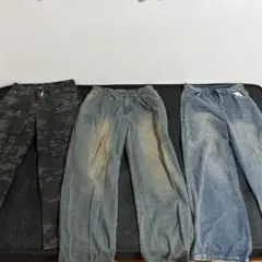 カモフラージュとデニムパンツセット