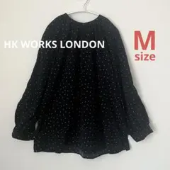 HK WORKS LONDON ドット柄 長袖 ブラウス 黒 ブラック スモック
