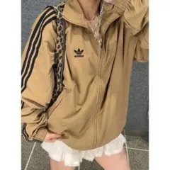 adidas ジップアップジャケット ベージュ L