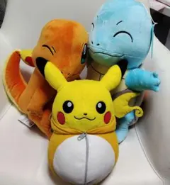 ポケモン ピカチュウ ぬいぐるみ フード付き ゼニガメ　ヒトカゲ　3体セット