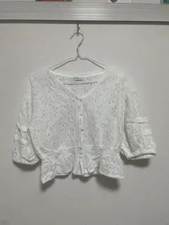 earth music & ecology レース半袖カーディガン