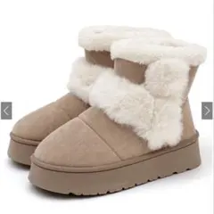 ベージュ 厚底 ファームートンブーツ