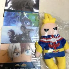 ヒロアカ　一番くじ　オールマイトぬいぐるみ　キャンバス風ボード