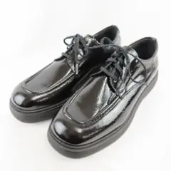 美品 スペイン製 あしながおじさん 本革 レザー 厚底 レースアップ シューズ