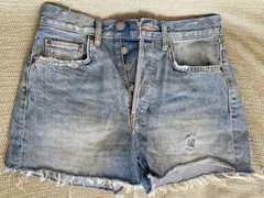 未使用　ZARA ライトブルー デニムショートパンツ　ダメージ