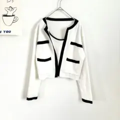 アンサンブルカーディガン　ニット　ストレッチ◎ 長袖　ショート丈　上品