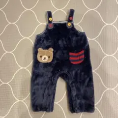 ネイビー ロンパース クマ刺繍　80