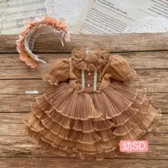 JANAYA ハンドメイド　幼SD服　茶色ワンピースとカチューシャ 2点セット