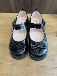 20センチ黒いリボン付きフォーマルシューズ