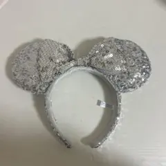 シルバー スパンコール ミッキー耳カチューシャ
