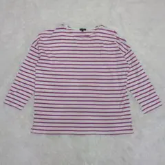 アイテムズアーバンリサーチ ボーダー柄 長袖カットソー【Ｌ】ホワイト×パープル