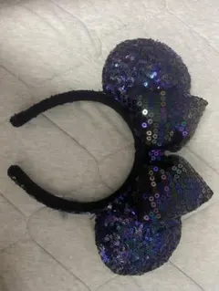 ミッキー型スパンコールカチューシャ 黒紫