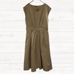 【アクアガール】ノースリーブワンピース M ベージュ バックジップ 3735のサムネイル