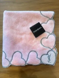 YSL イヴサンローラン タオルハンカチ　ハート　ピンク　未使用