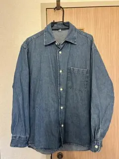 GU デニムブルー 長袖シャツ　メンズSサイズ