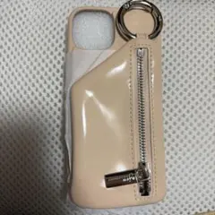 ジッパー付きベージュiPhone14ケース