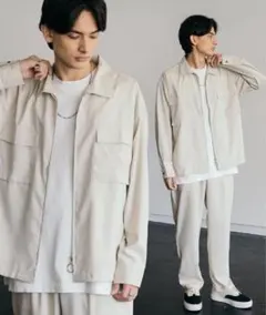 オーバーサイズ 長袖シャツジャケット / ワイドジップJKT＆テーパードパンツ