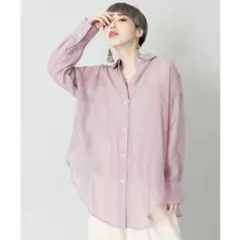 OSMOSIS シアー素材 長袖シャツ パープルのサムネイル