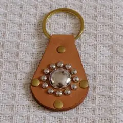 スタッズ レザー キーホルダー キーリング ハンドメイド