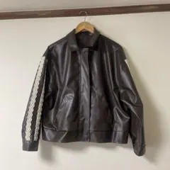 フェイクレザー　ジャケット　ブルゾン　ブラウン