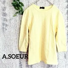 【A.SOEUR】 花柄 綺麗め七分袖カットソー レディース イエロー